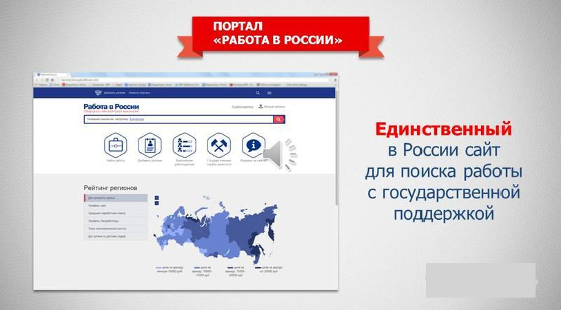 https://trudvsem.ru/ - Интернет - портал "Работа в России" 